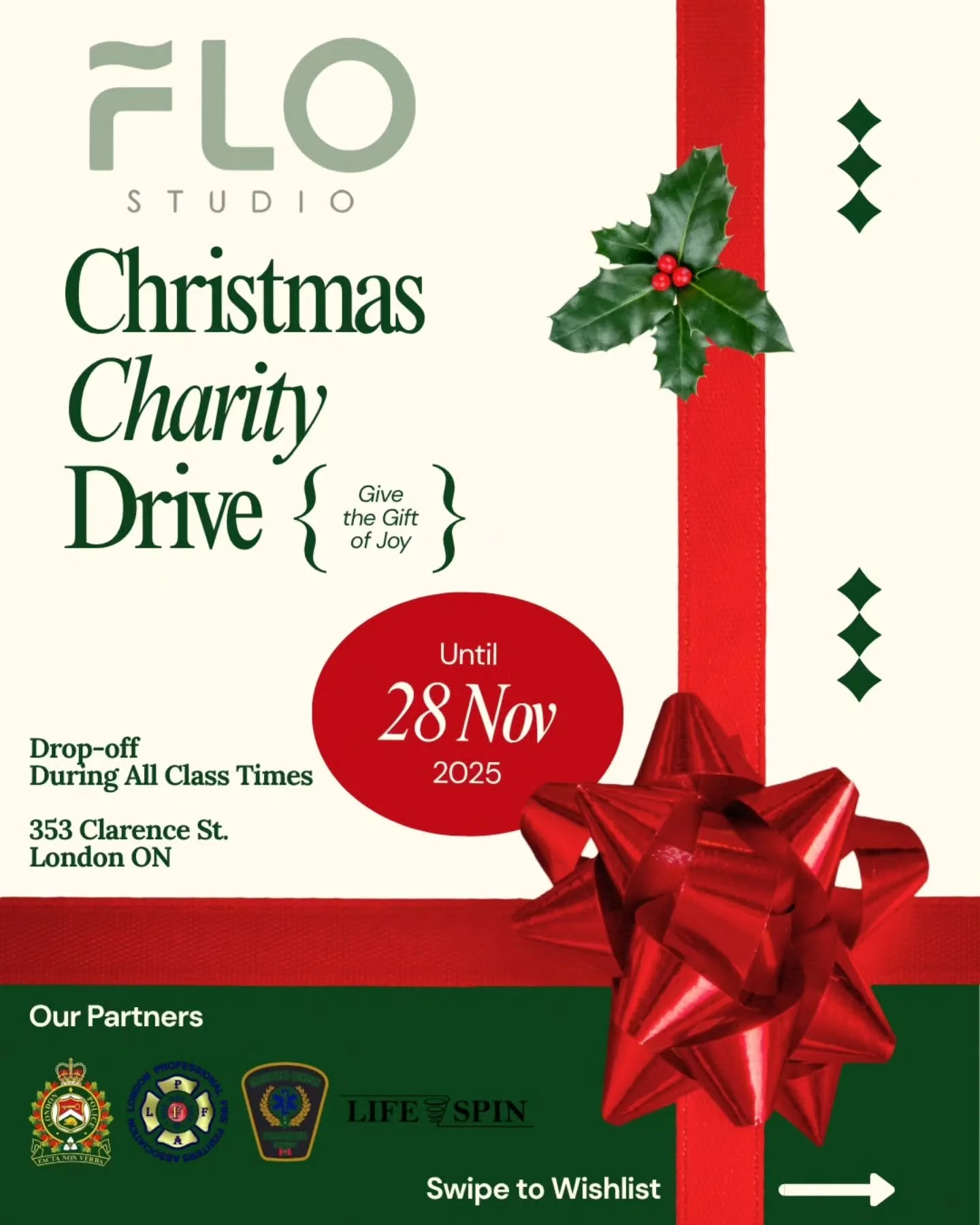 🎄 FLO Studio LDN Christmas Charity Drive 🎄

This season, we&rsquo;re coming together to support families in our community. In partnership with London Emergency Services &amp; Life Spin.

From now until November 28th, FLO Studio LDN will be acceptin