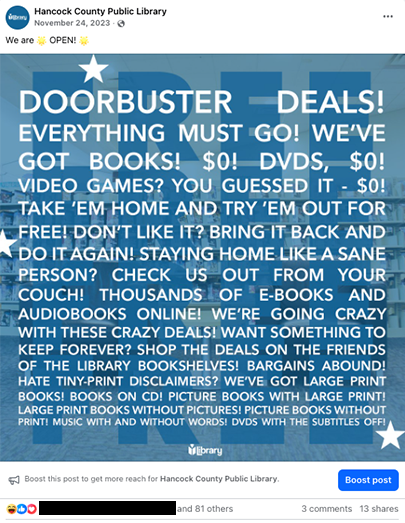 Black Friday post. Created for Facebook.