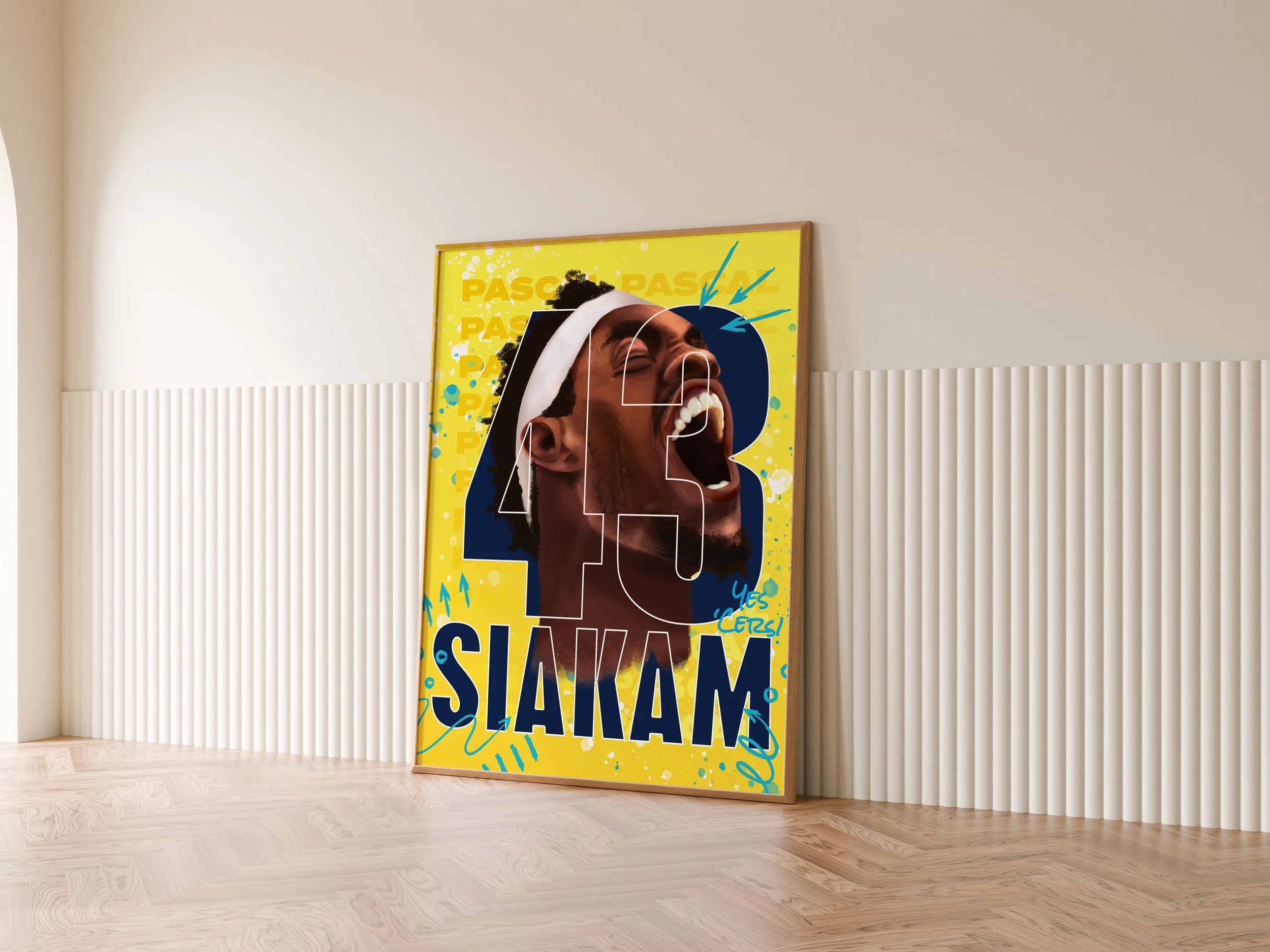 Pascal Siakam portrait. Digitally rendered in Procreate and Photoshop.