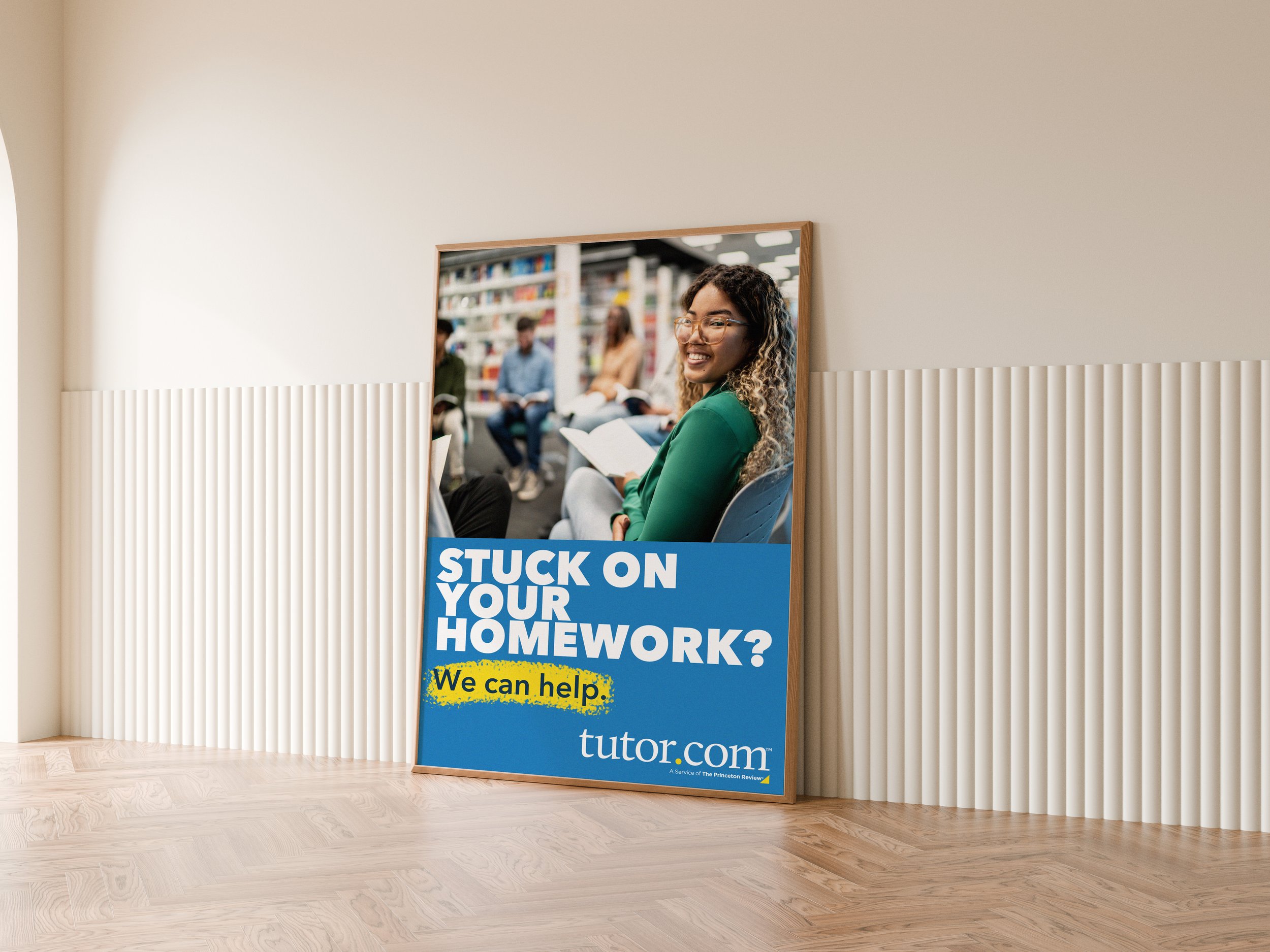 Tutor.com poster advertising online homework help. Key takeaways from this project include adherence to branding guidelines and professionalism.