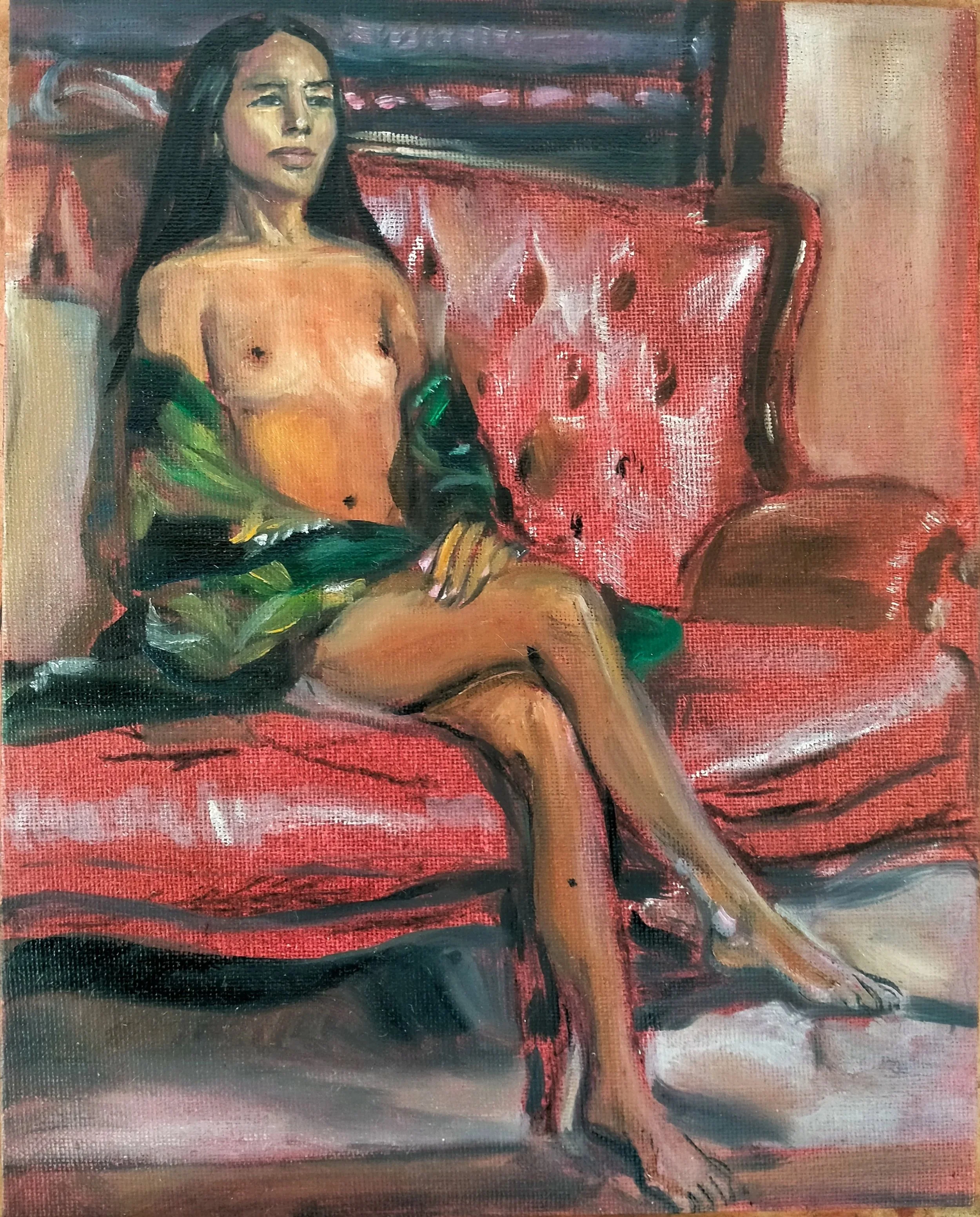 Dancer & model Ahlyxon painted in oils, 3 hours at Peach Black Gallery in Redfern. 