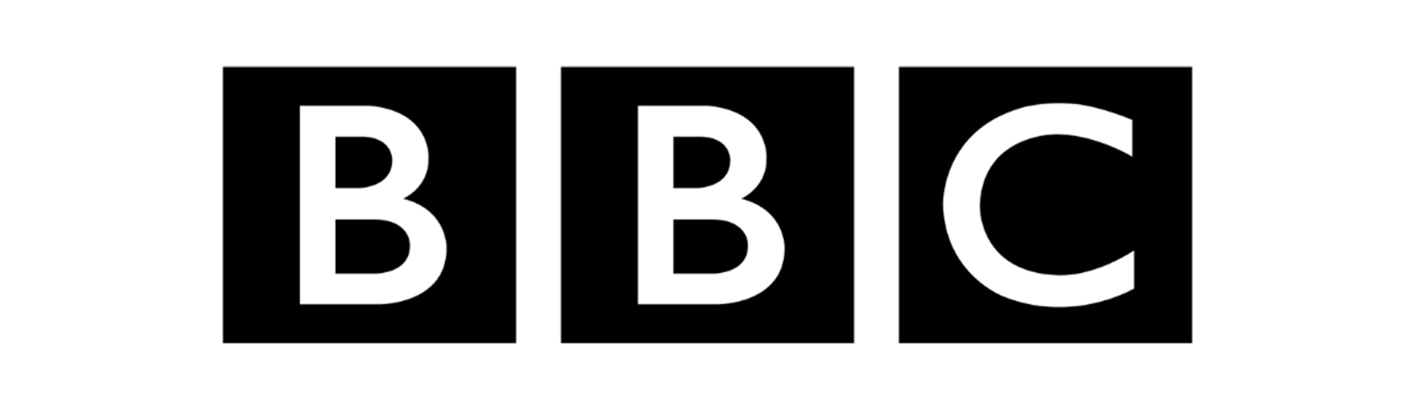 Black and white BBC logo with uppercase letters B, B, C inside black squares.