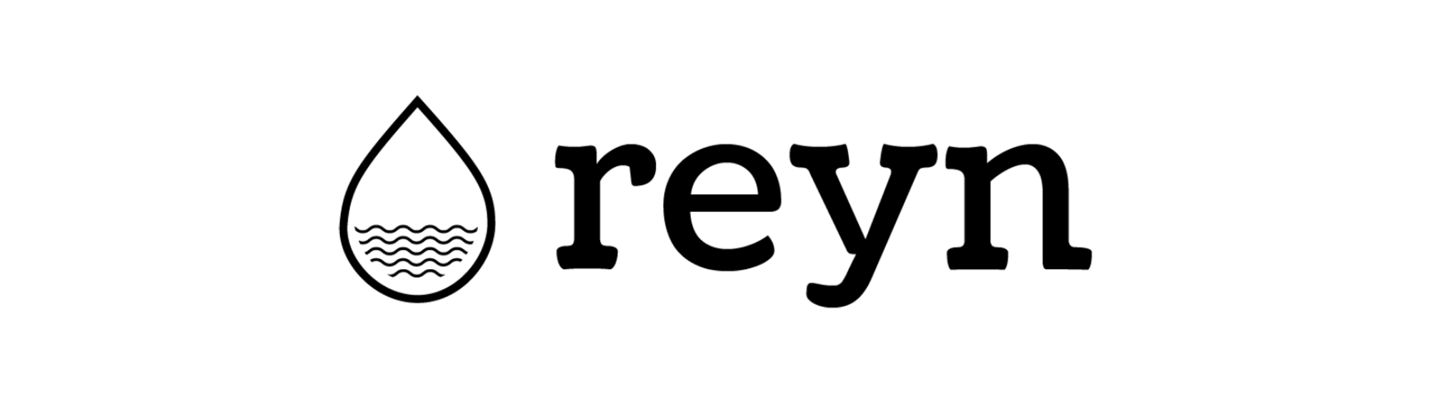 Reyn logo with water droplet icon and the word 'reyn' in black text.