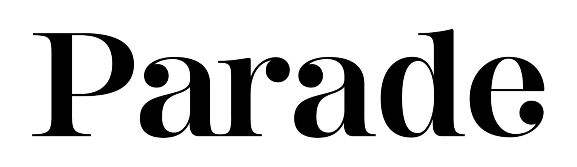 Black text that says "Parade" on a white background.