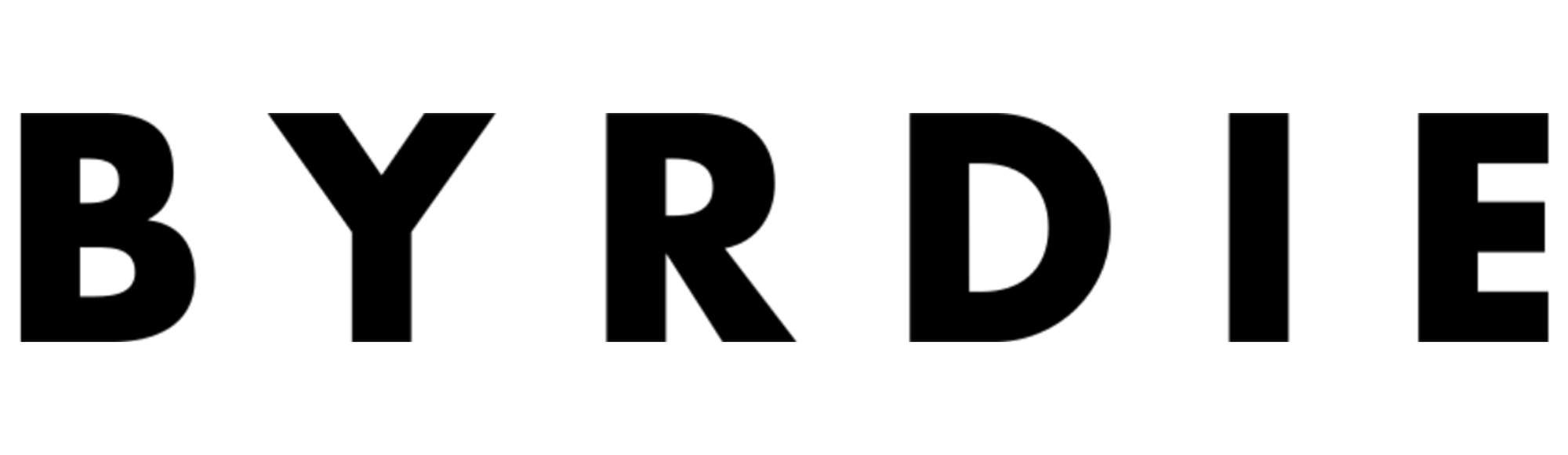 Text in bold, black capital letters spelling 'BYRDIE' on a white background.