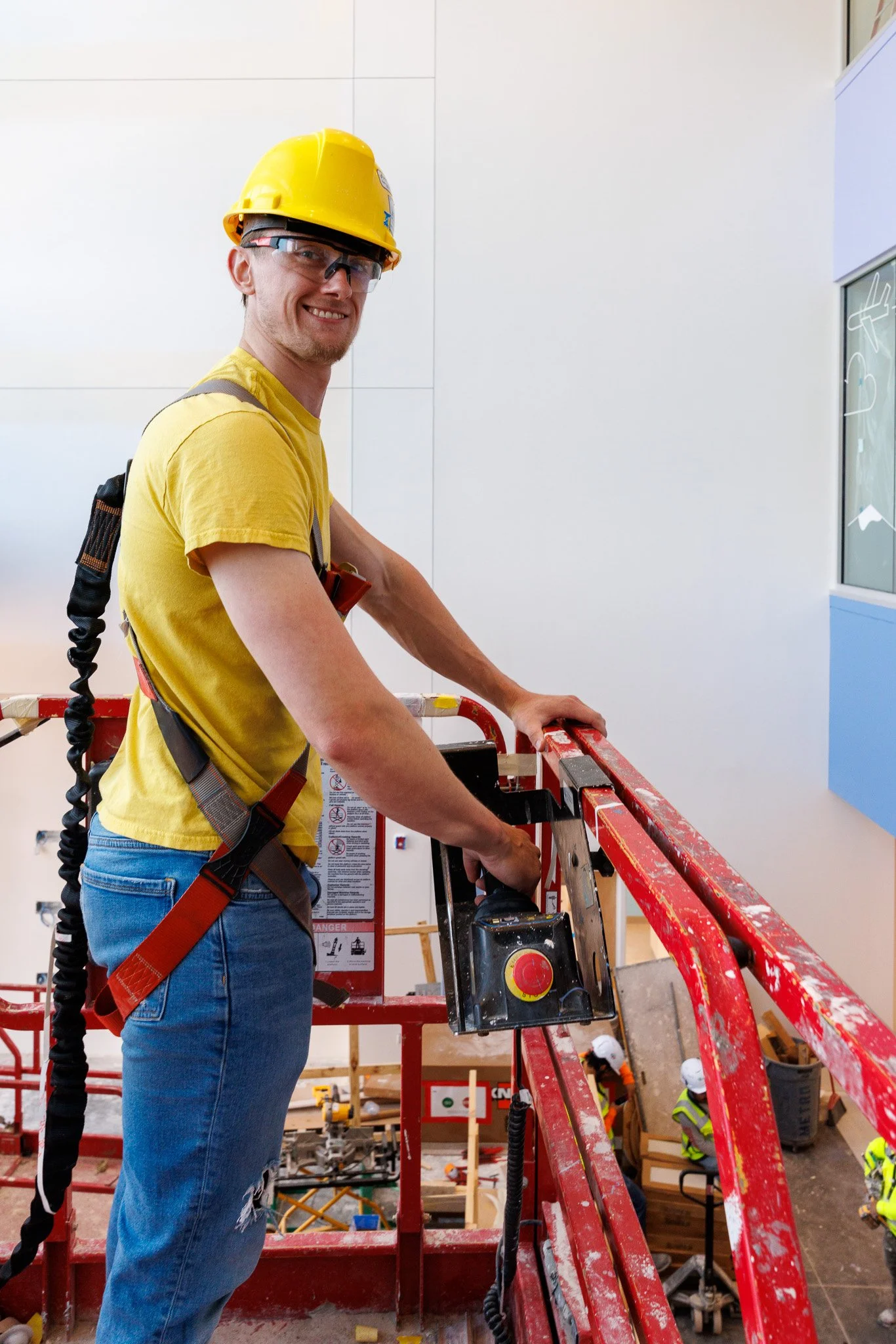 Darin’s team was great. They let me hop on their scissor lift so they could show me their work.