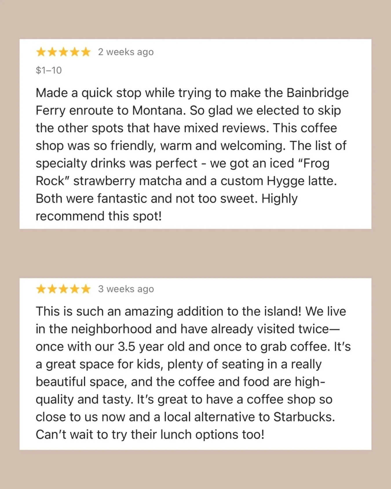 Thank you for taking the time to leave such thoughtful reviews for us! As a small business, this means more than you know. 💕💕💕