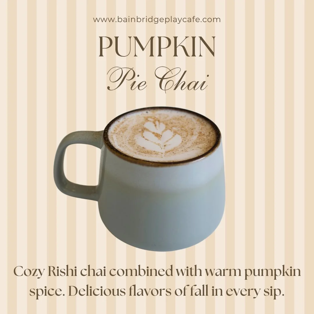 Our Pumpkin Pie Chai is sure to warm you up on a breezy, cool day like today. Order online or in our shop! ☕️🍁✨