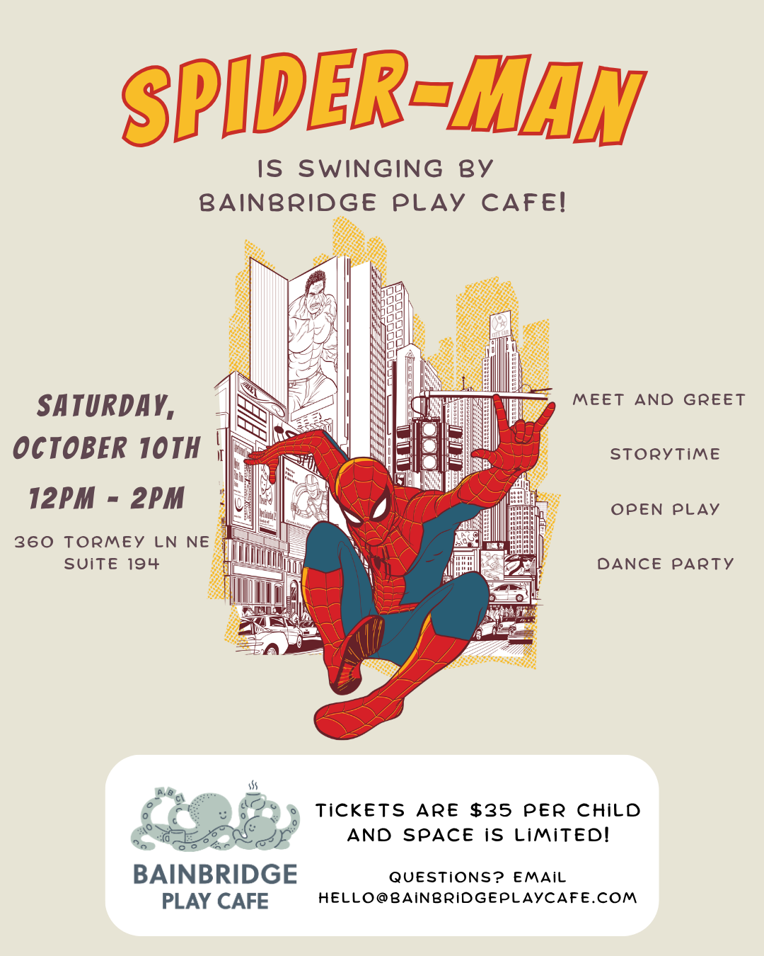 Spider-Man at Bainbridge Play Cafe