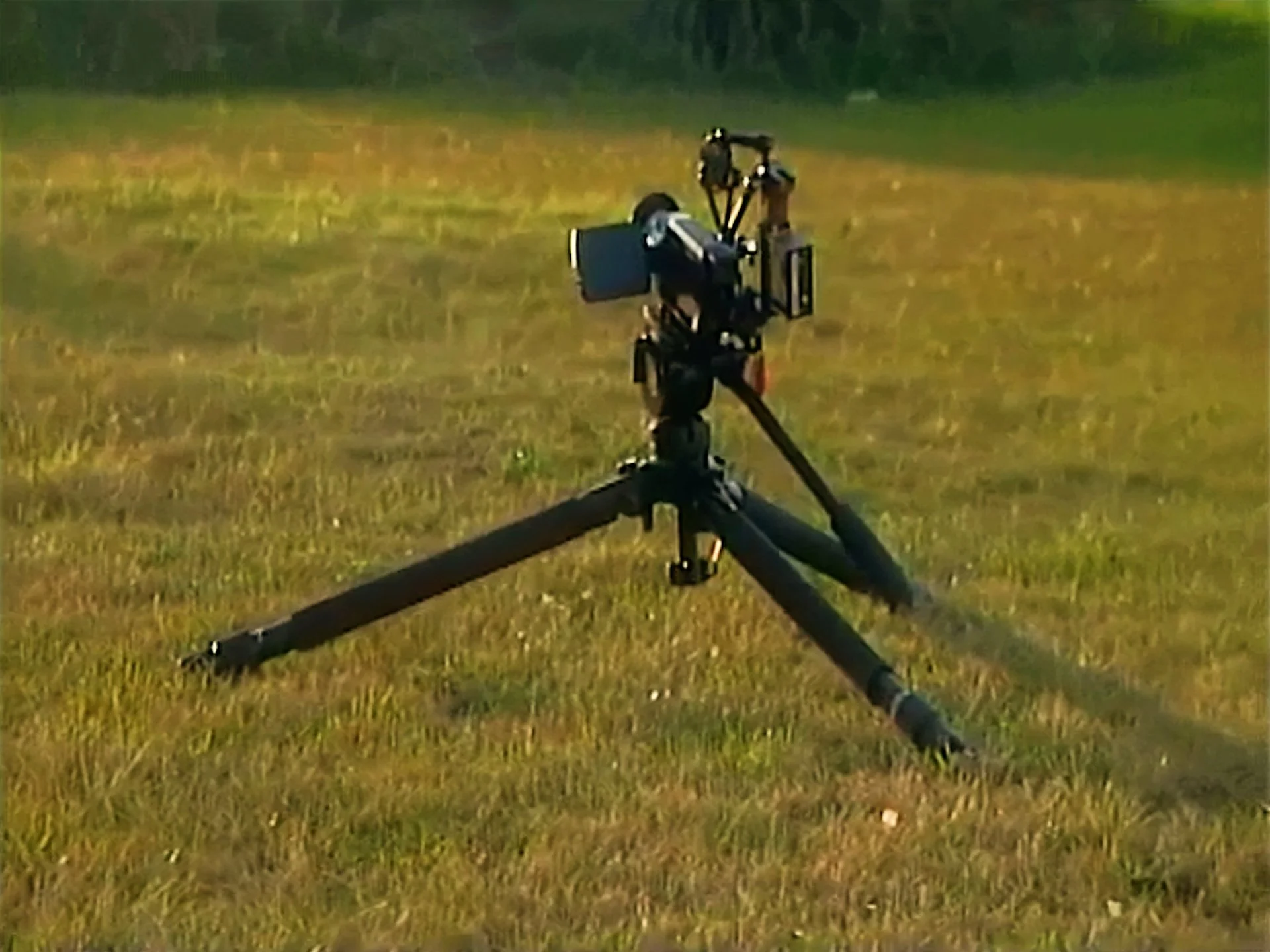 The Miller Air Tripod in tis lowest setting showcasing its use with the Panasonic NV-DS50