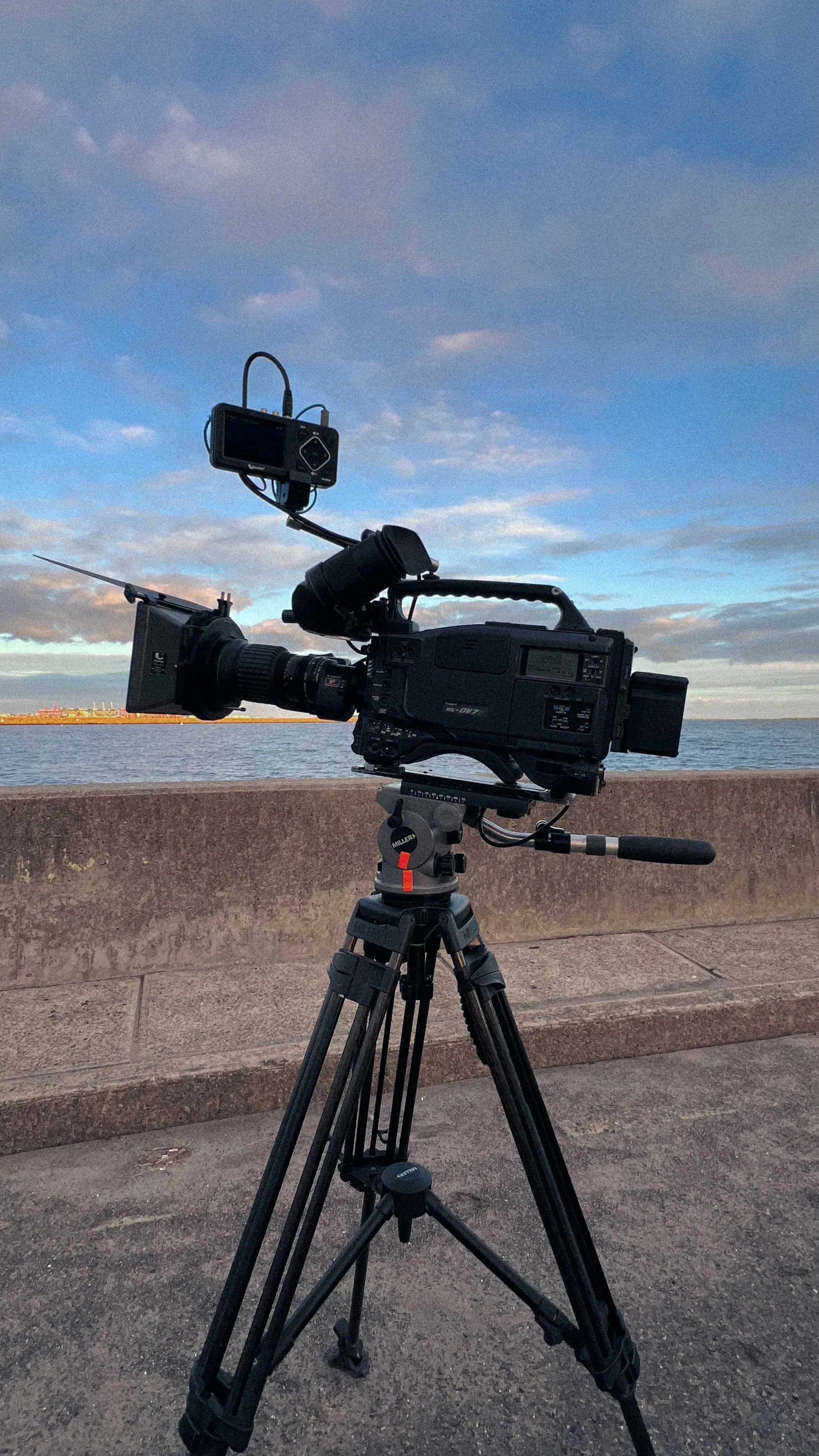 A shot of the Ikegami Camera kit with its digital recorder mounted on its tripod showcasing the kit