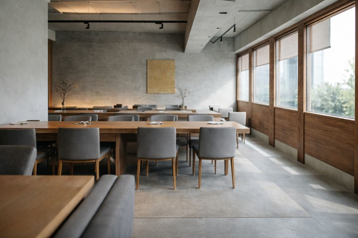 Empty luxury restaurant interior representing end-to-end food and beverage concept development from design through operational launch.