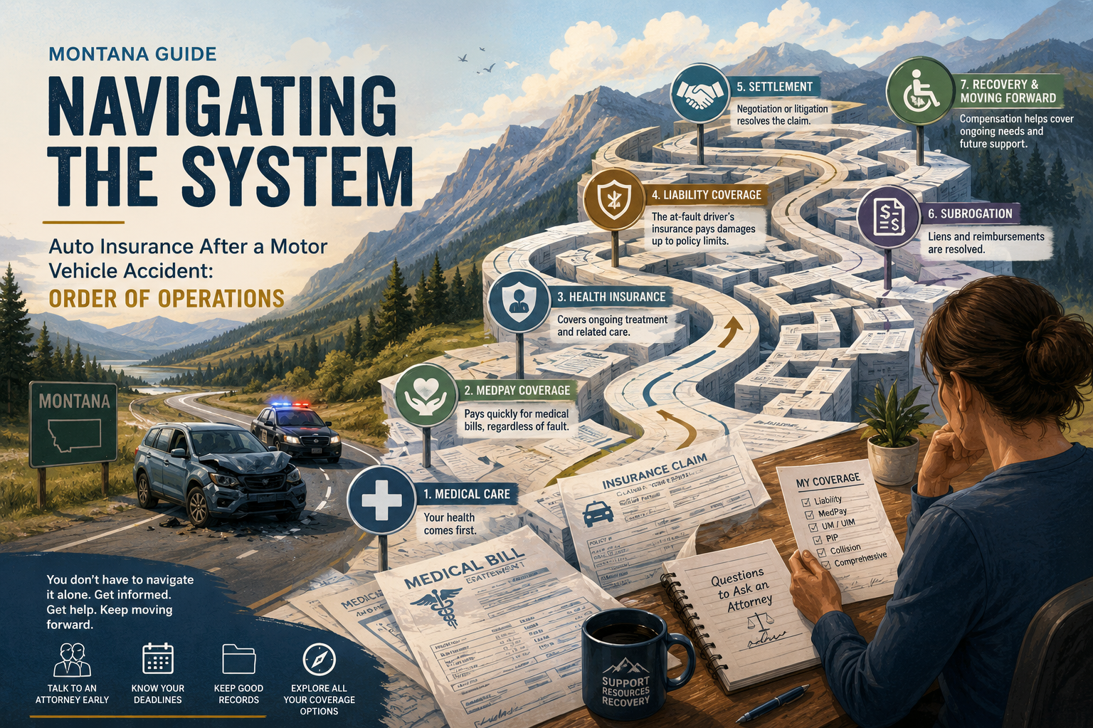 Auto Insurance After a Motor Vehicle Accident in Montana: Order of Operations