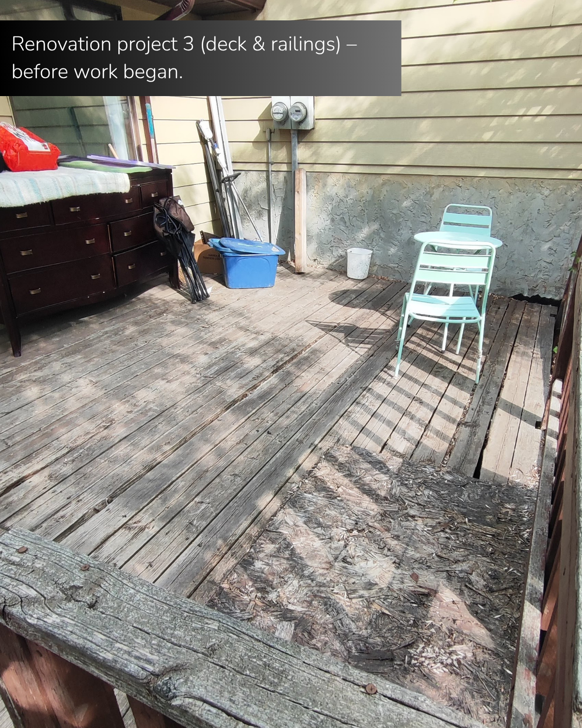 Renovation project 3 (deck & railings) before work began. 
