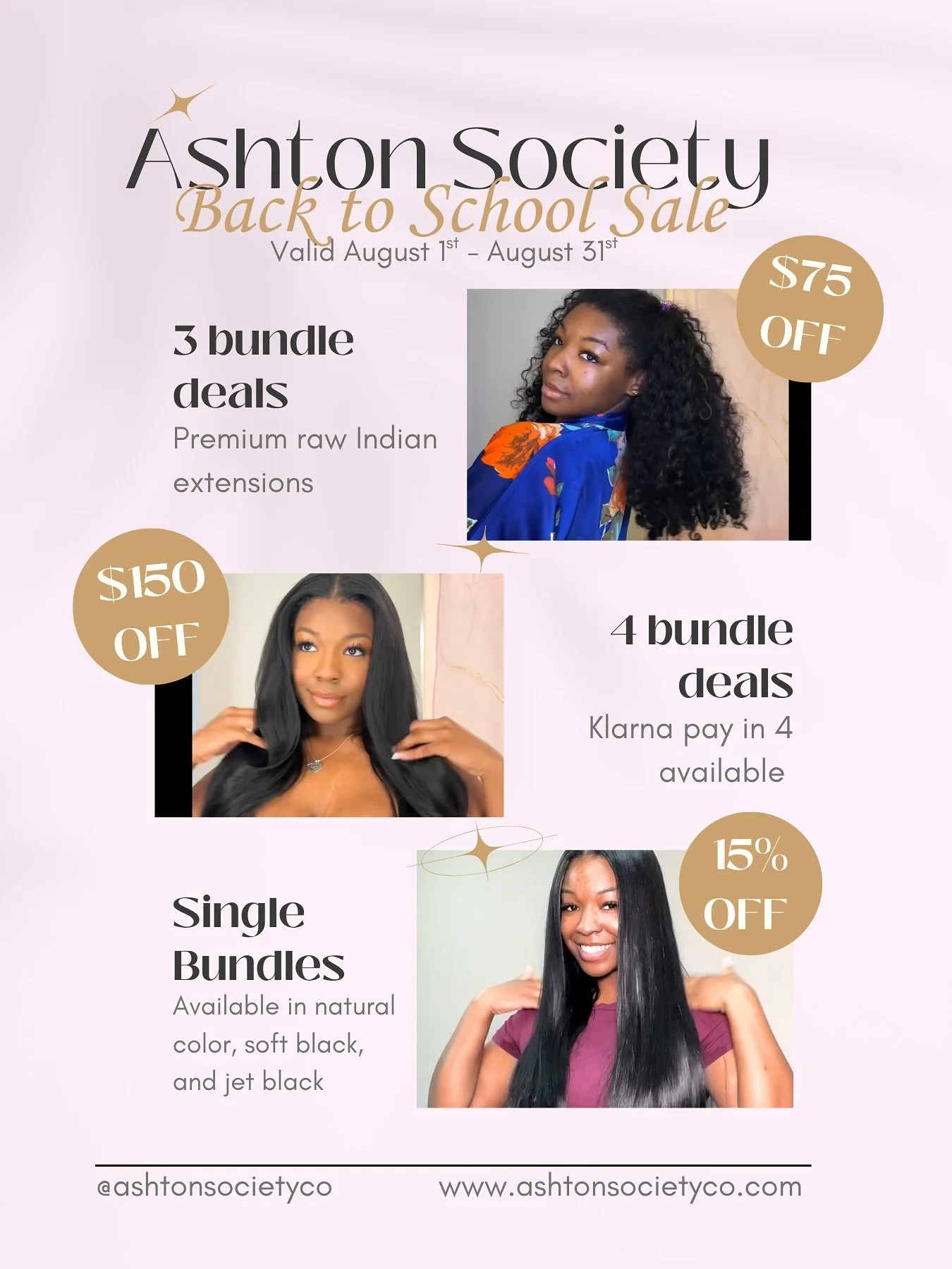 The bundles are officially on sale π
π½β¨
$75 off 3-bundle deals
$100 off 4-bundle deals
15% off single bundles
π
Valid August 1–31
Luxury, raw extensions that last years, color beautifully, and blend effortlessly: now’s the time to sto