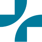 Abstract black and teal geometric shapes on a white background.