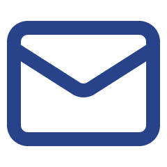 Icon of an email envelope in dark blue.