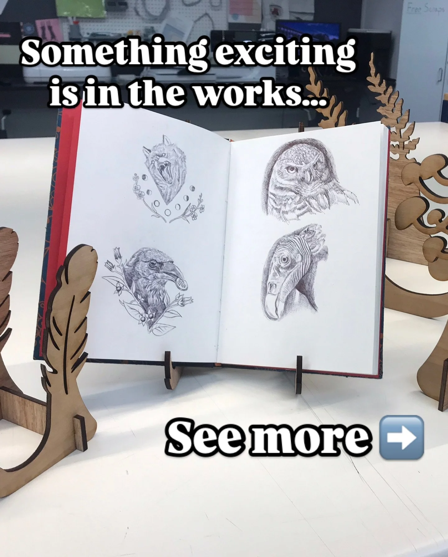 After my solo show earlier this year, I realized that I needed more display easels (Maude Kerns provided a lot of them). 

Imagine my delight when I discovered that I had access to the DeArmond MakerSpace at the U of O campus

After re-learning how t