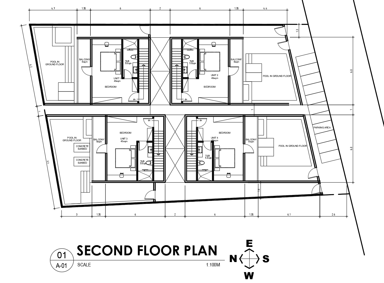 The Frame Bali Balangan of second floor plan or 4 villas