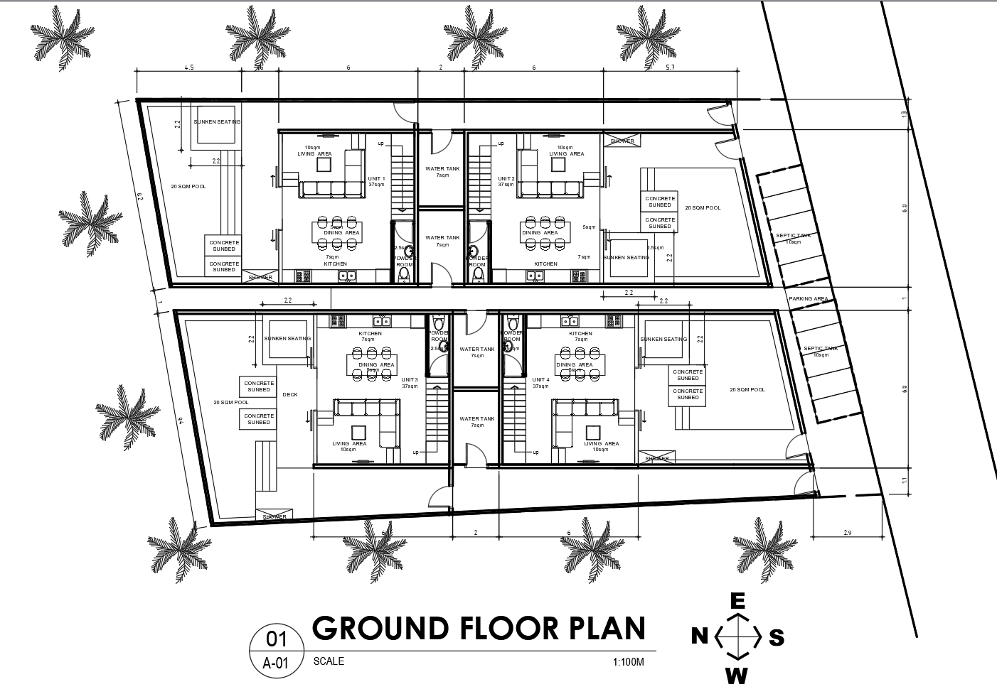 The Frame Bali Balangan of ground master floor plan or 4 villas