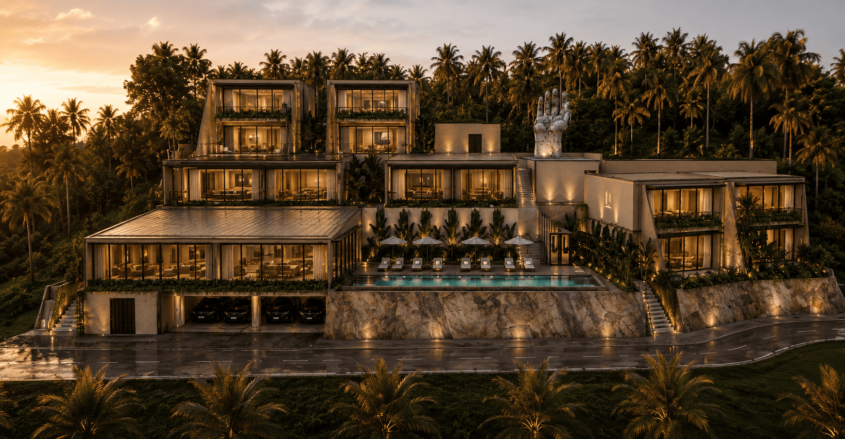 Divino Desa 1600 Sqm Lot V2 Sunset Front View.png
