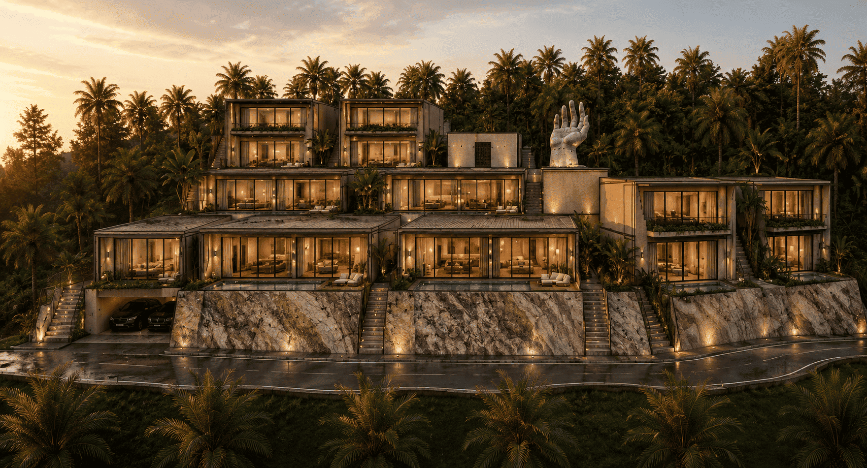 Divino Desa 1600 Sqm Lot V1 Sunset Front View.png