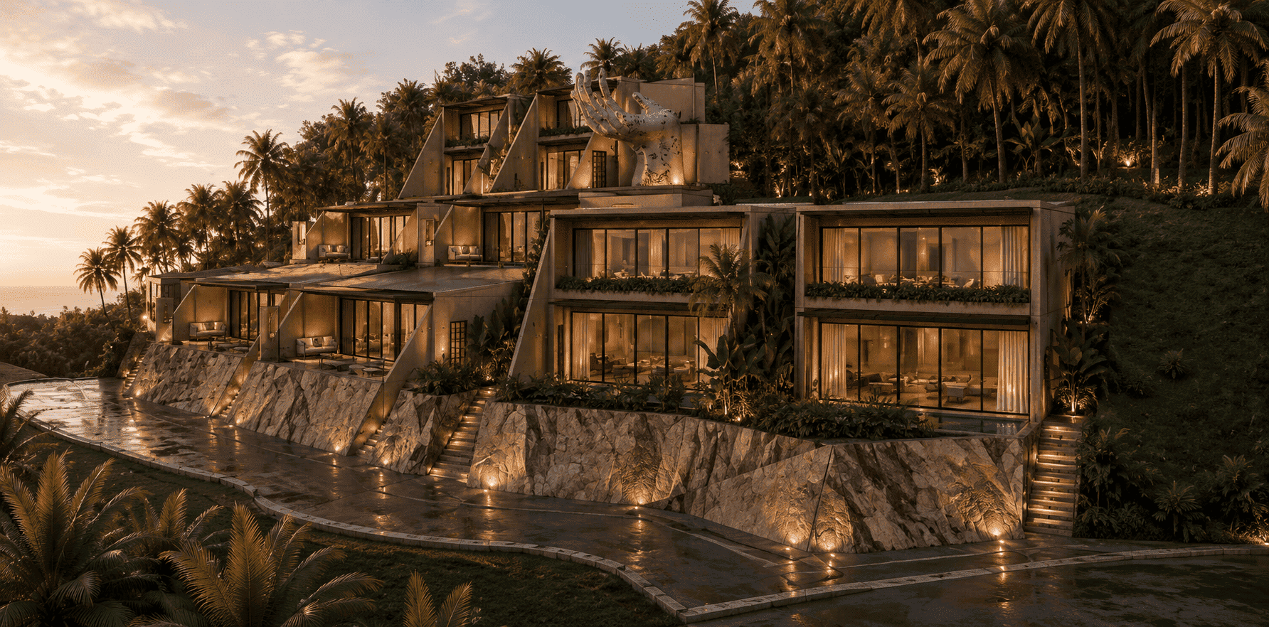 Divino Desa 1600 Sqm Lot V1 Sunset Right Side View.png