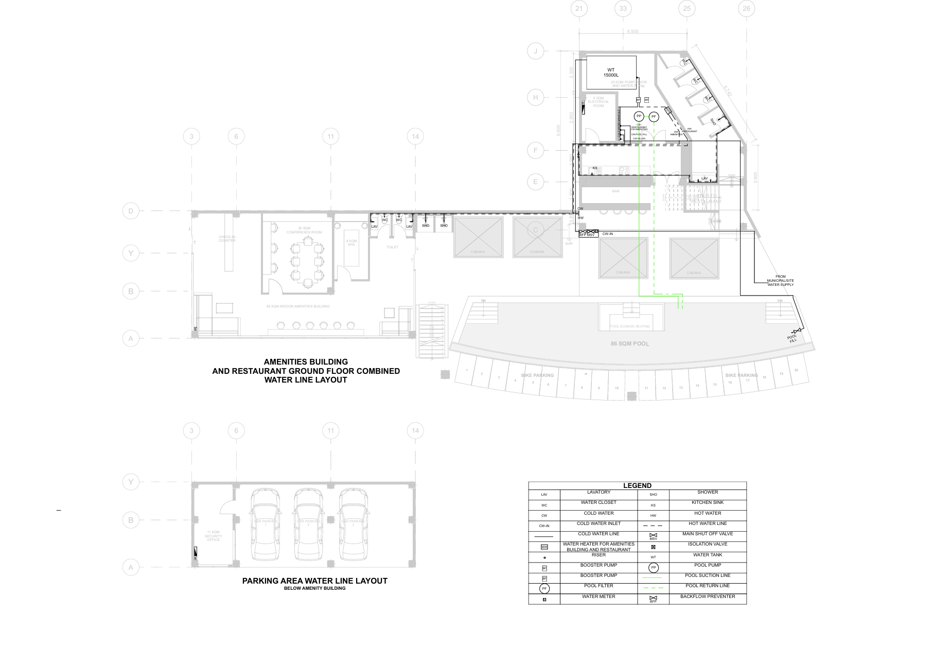 Amenities Building and Restaurant Combined Water Line Layout.png