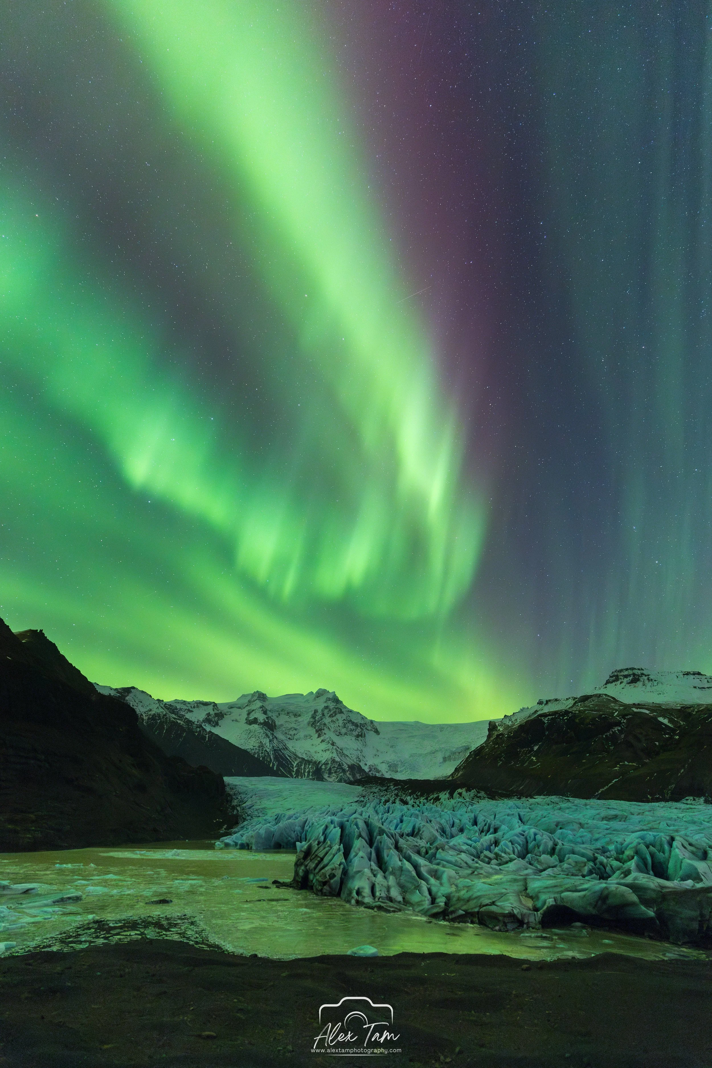 Svínafellsjökull aurora 2