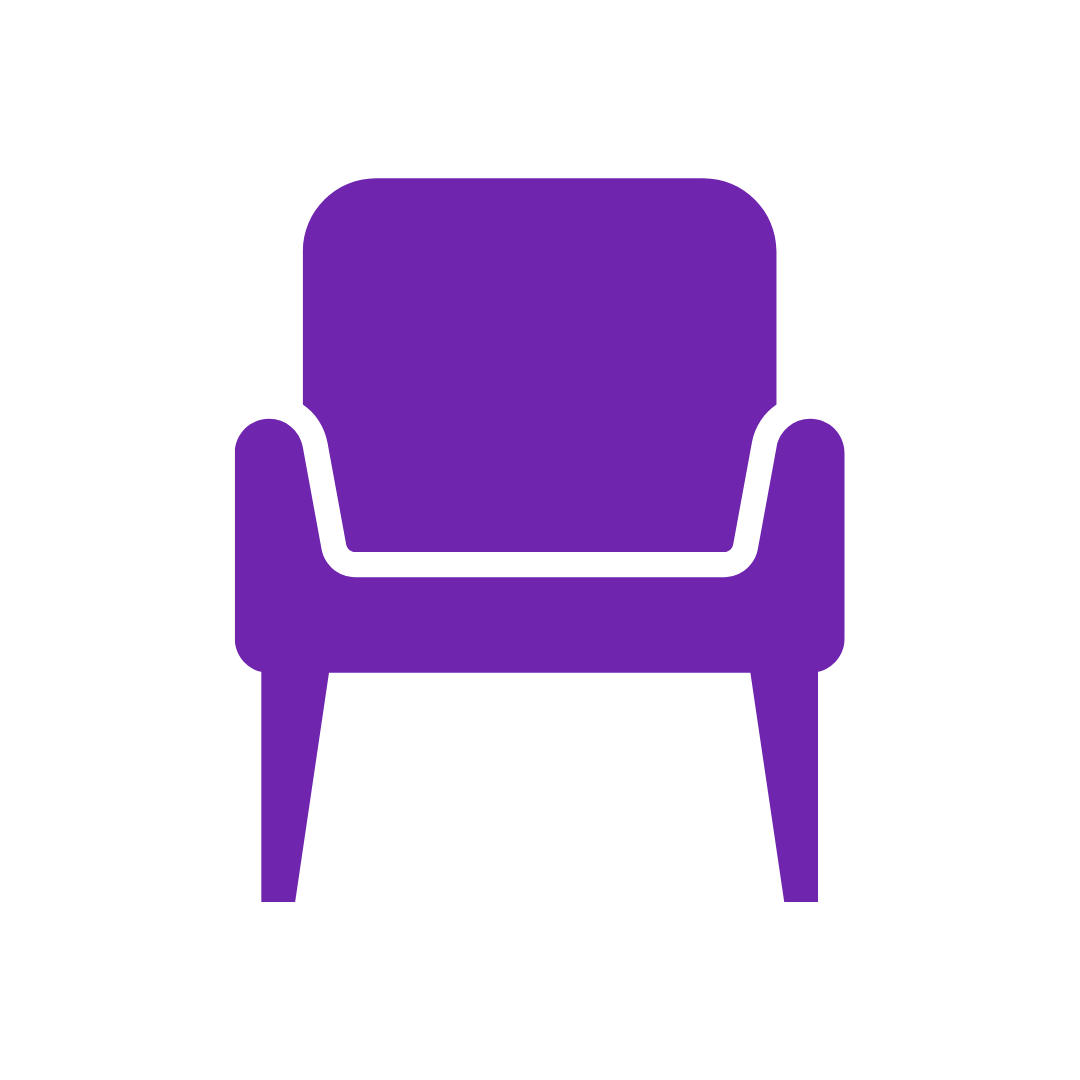 psychotherapy services in Florida - Purple armchair with black outline.