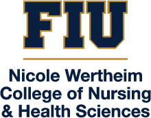 Logo of Florida International University with text for Nicole Wertheim College of Nursing & Health Sciences