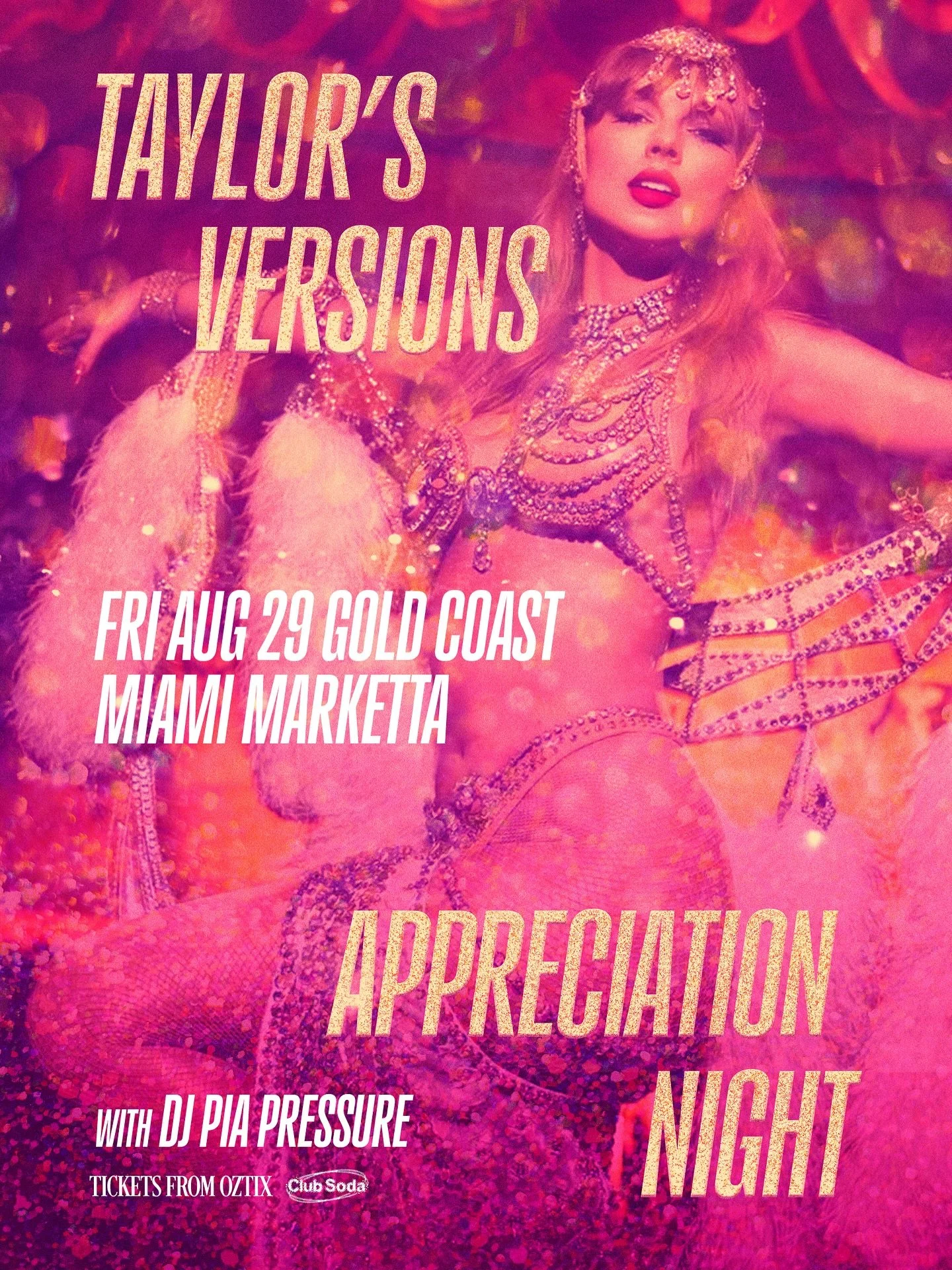 ✨ THIS FRIDAY NIGHT ✨

Swiftie Season officially begins as Taylor&rsquo;s Versions takes over @miamimarketta for the ultimate celebration of every Taylor era (yes, even the brand new showgirl one 🪩💖).

🎶 @pia.pressure spinning nothing but Taylor b