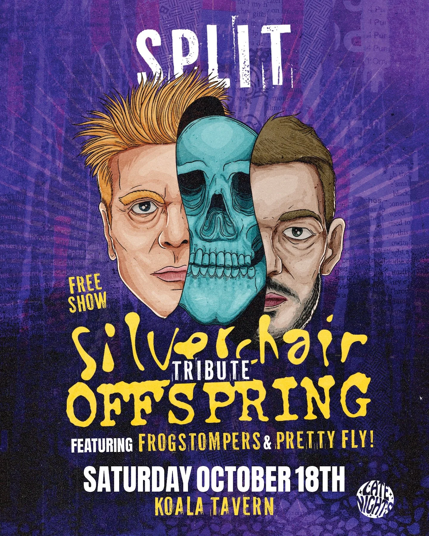 JUST ANNOUNCED: Welcome to the first SPLIT at @koalatavern , A night of Nu Metal, Punk, Grunge and Divorced Dad Rock with Live Tribute Bands taking over Koala Tavern on Saturday October 18th 🔥

For the first edition, we bring you:

@frogstompers.au 