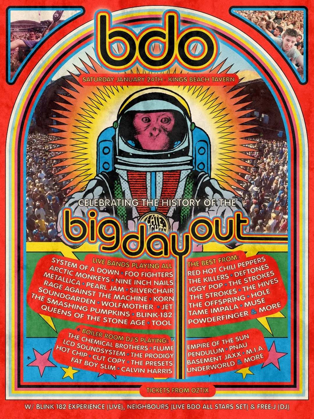 💥 NEW BDO SHOWS JUST ANNOUNCED 💥

Step into a throwback era this summer with a party celebrating the chaos, culture and music of Australia&rsquo;s most iconic festivals, the BIG DAY OUT.

We&rsquo;re bringing together live bands and DJs to soundtra