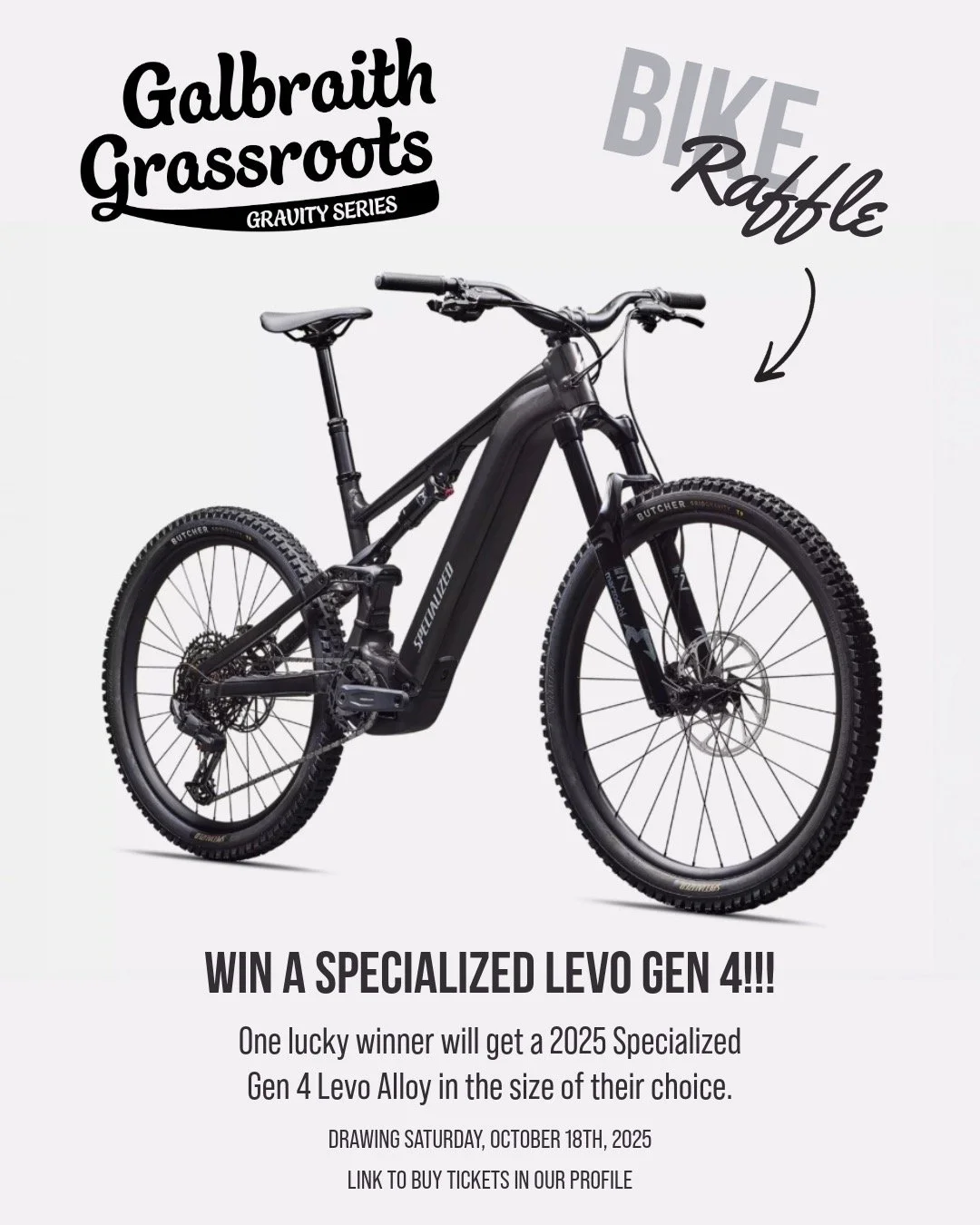 Support @galbraithgravity and our youth race series(Galbraith Grassroots Gravity Series) and have a chance to win a rad e-bike! One lucky winner will be getting a Gen 4 Specialized Levo Alloy in the size of their choice setup by the experts @fanatikb