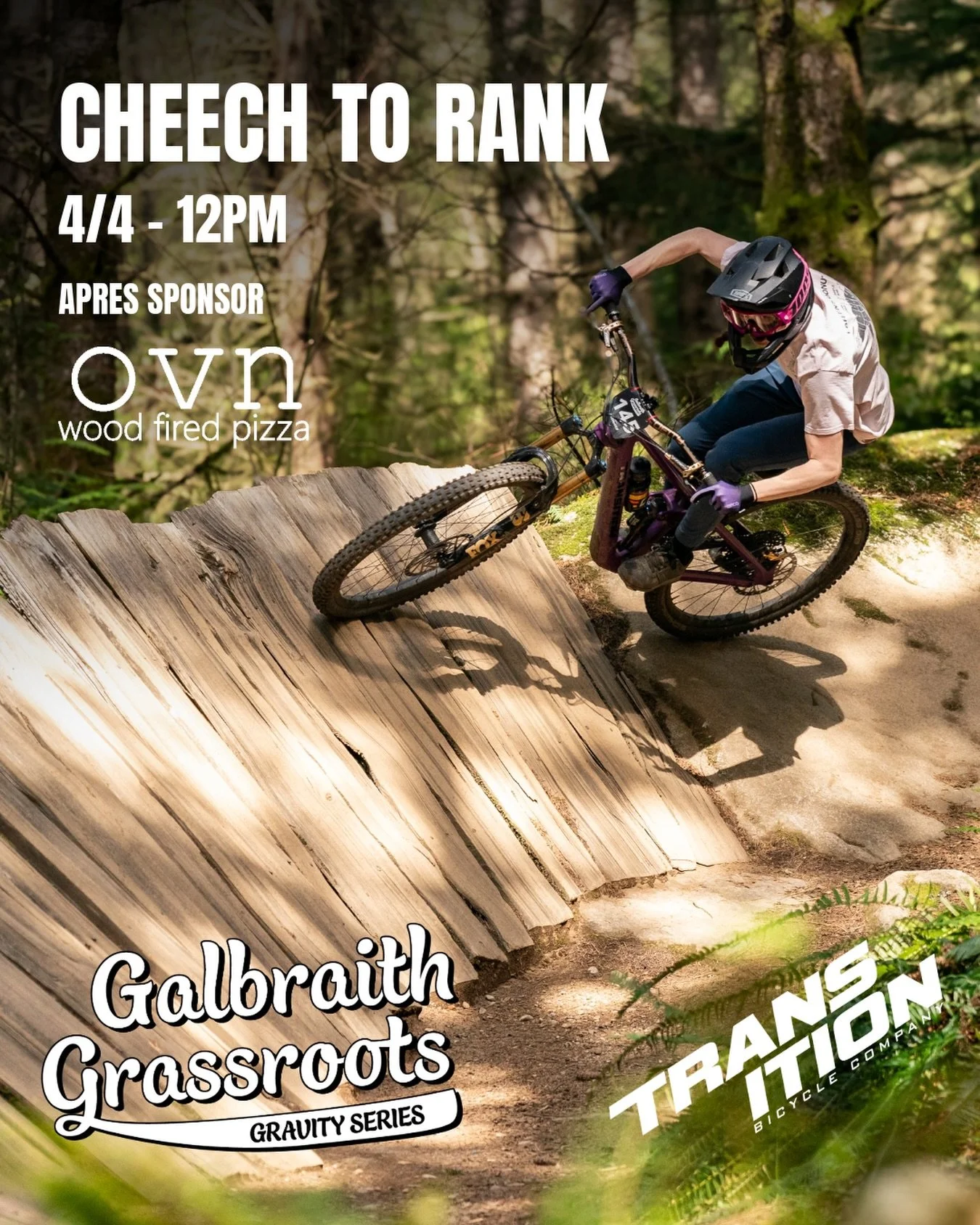 It looks like we are in for another great day for race 3 of our 2026 Galbraith Grassroots Gravity Series tomorrow at 12PM on Cheech and Chongs to Rank Advancement! Huge thanks to our title sponsor @transitionbikes and the apr&eacute;s sponsor @ovnwoo