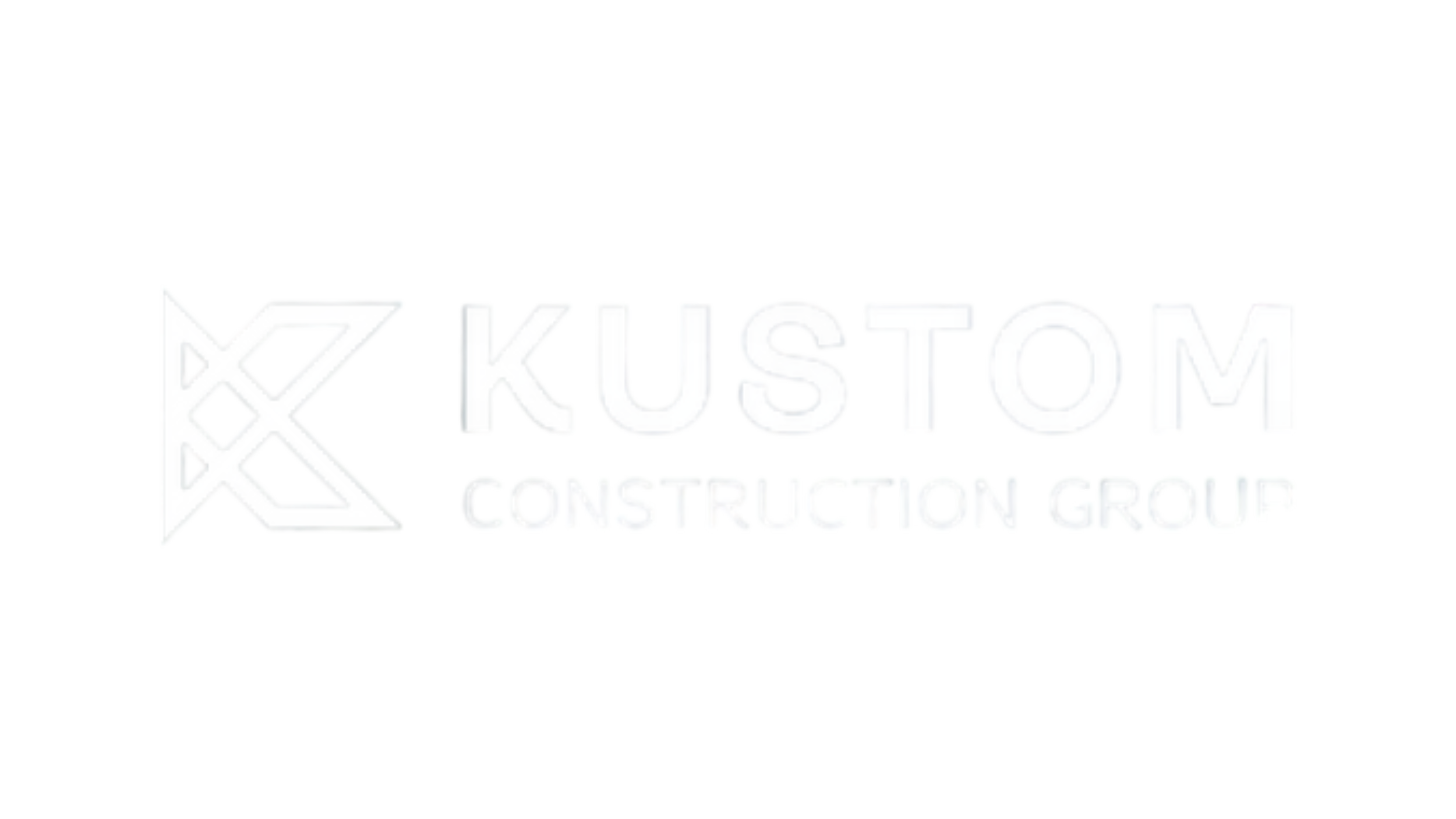 Kustom Construction Group logo with a stylized illustration of a house and text in white.