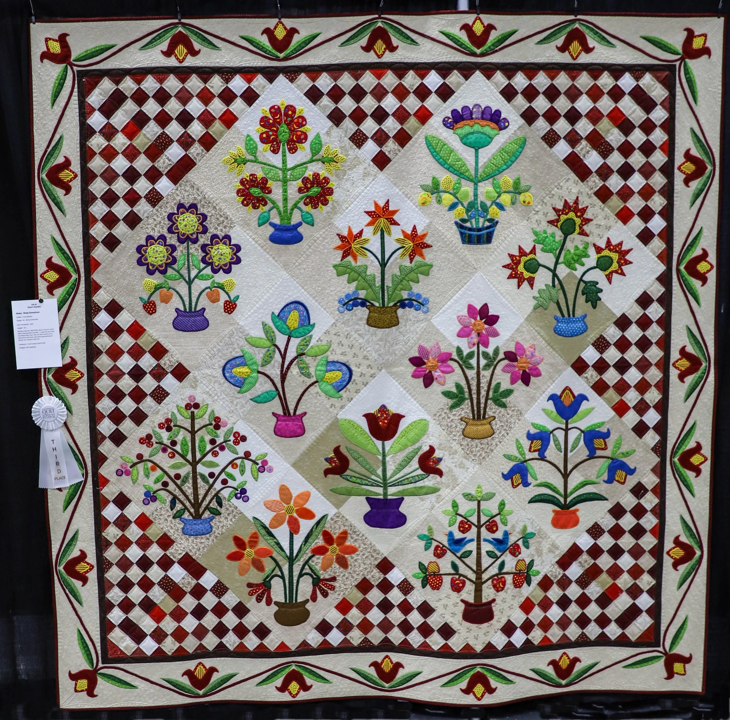 Applique 3rd Place - Rindy Samuelson - Cleo's Garden