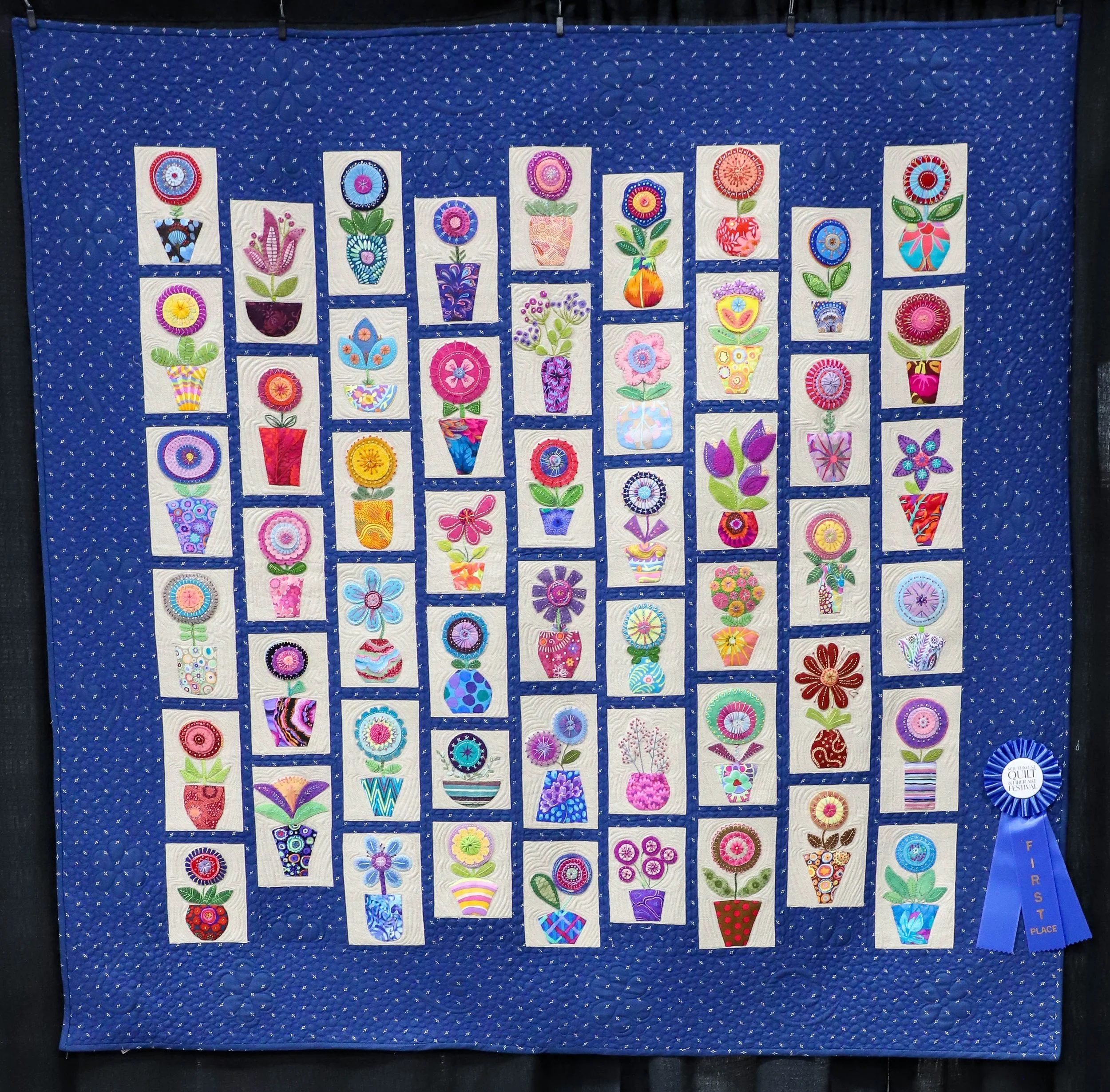 Wool Applique 1st Place - Joan Merrill - Pretty Little Pots