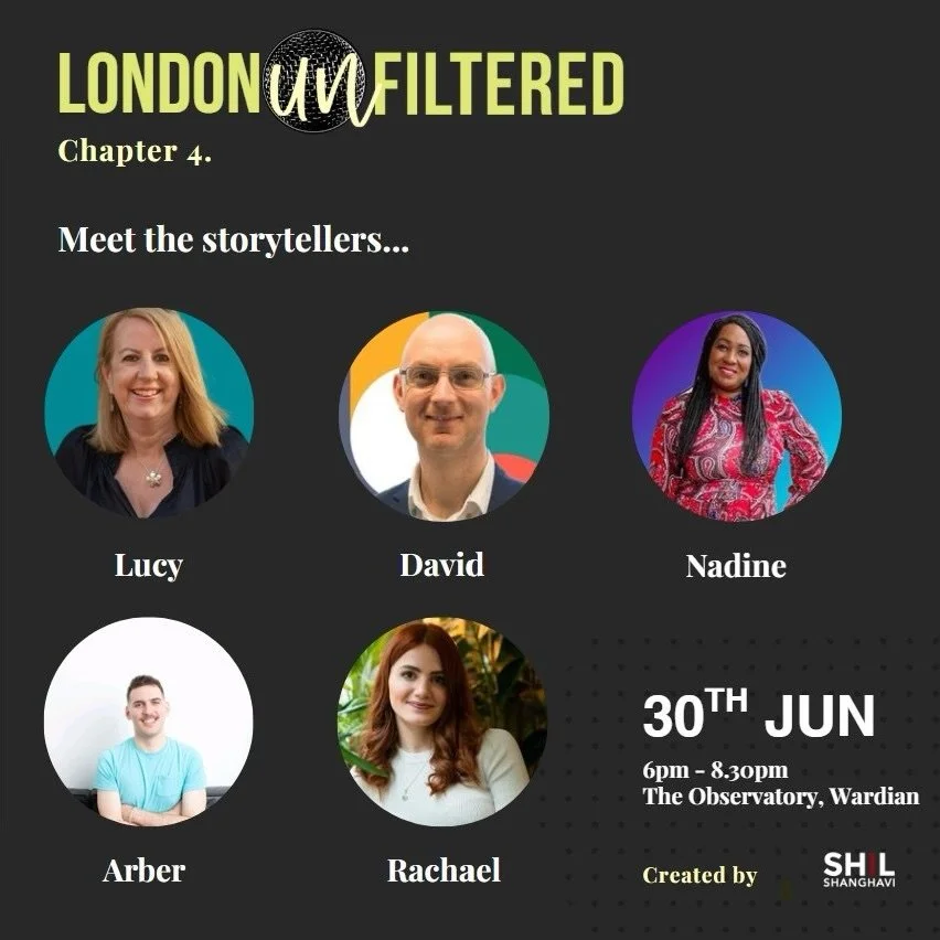 Five people. Five stories. One night you&rsquo;ll still be thinking about days later💫

Meet the storytellers taking to the London Unfiltered stage on 30 June🎤

Each of them is bringing a story that&rsquo;s shaped who they are. Stories of unexpected