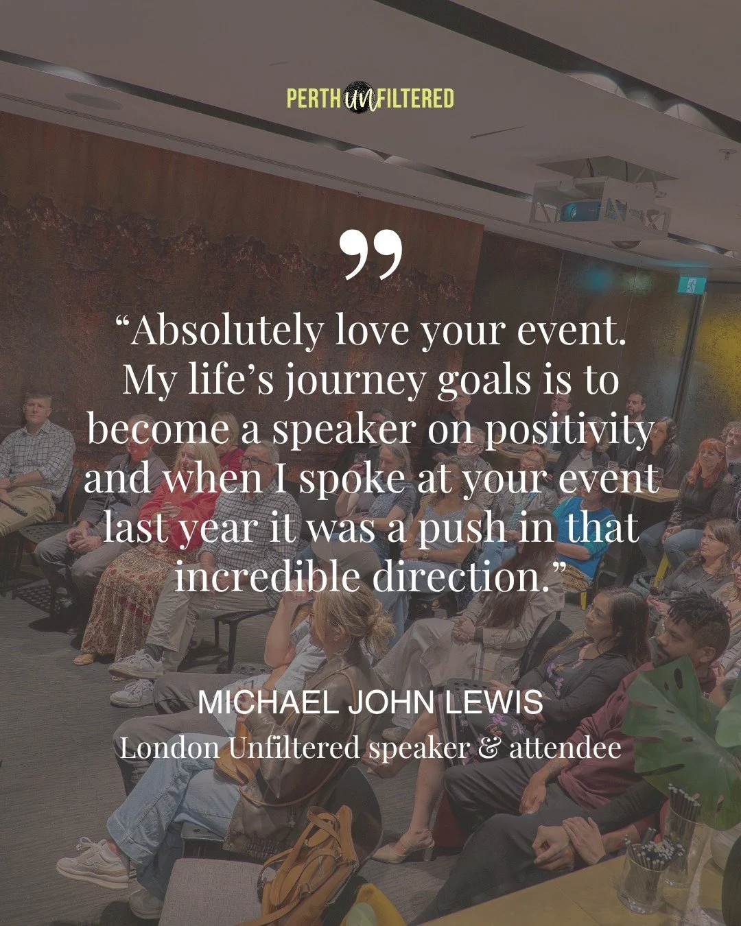 One story can change the direction of another✨

"Absolutely love your event. My life&rsquo;s journey goal is to become a speaker on positivity, and when I spoke at your event last year, it was a push in that incredible direction."

This is 