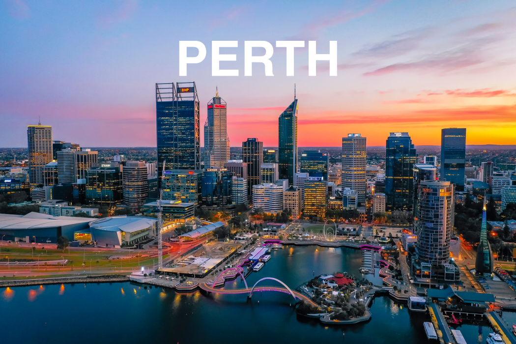 Perth skyline at sunset