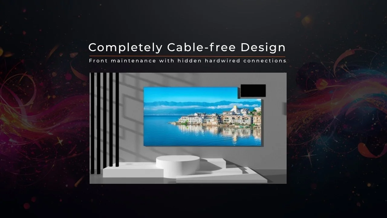 Taurus indoor LED video wall with a completely cable-free design and full front maintenance access