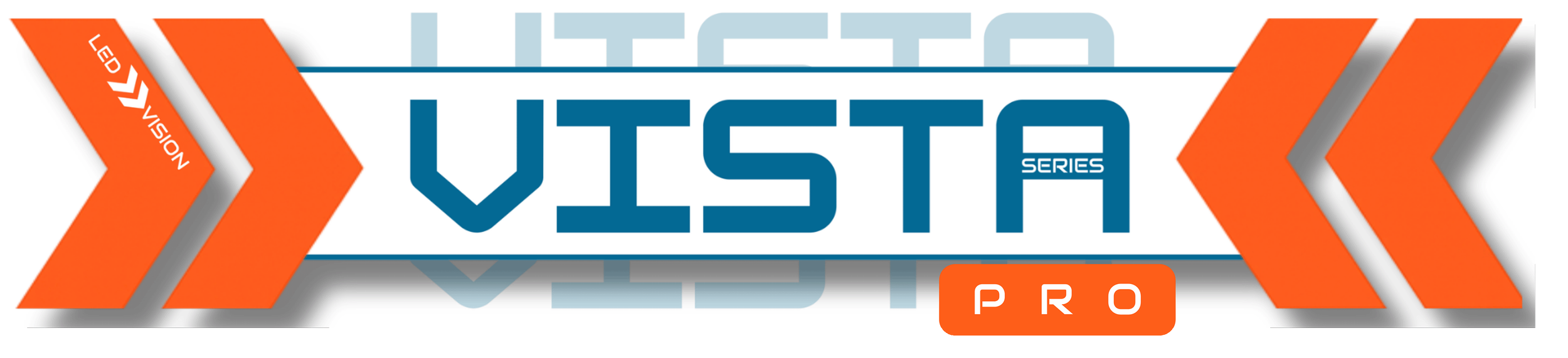 VISTA Series logo with orange arrows, mountain and house icons, and the text 'VISTA Series Outdoor/Indoor'.