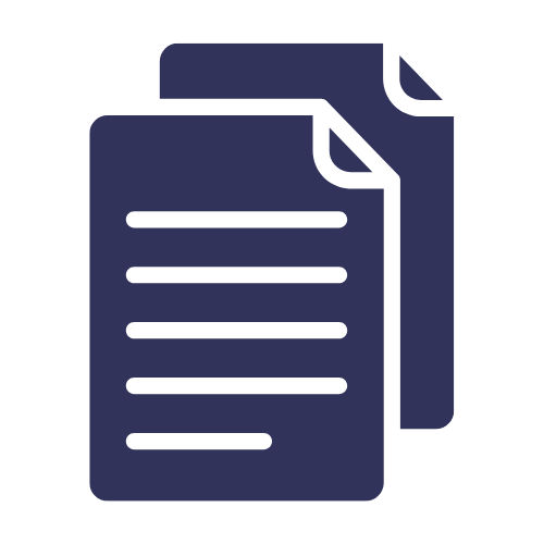 Icône représentant deux feuilles de papier avec des lignes de texte.