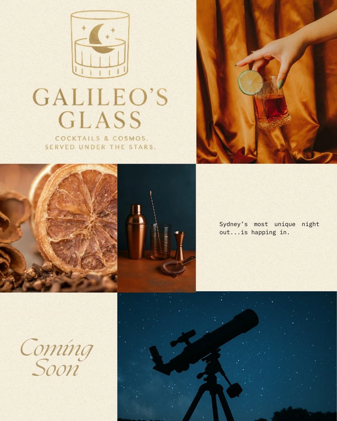A crafted drink.
A guided tour of the night sky.
Saturn, stories, and candlelight.

Coming soon.

#GalileosGlass #experience #sydney #datenight #popupbar #stargazing #sydneytodo