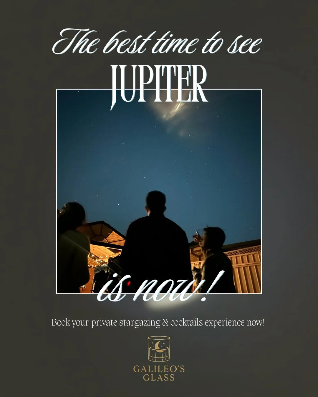 ✨ Now is the best time to see Jupiter from Sydney.
Its moons are visible, its bands are glowing - and yes, you can see it all from your backyard.

🔭 Book a private stargazing &amp; cocktails experience with Galileo&rsquo;s Glass &mdash;
Premium cock