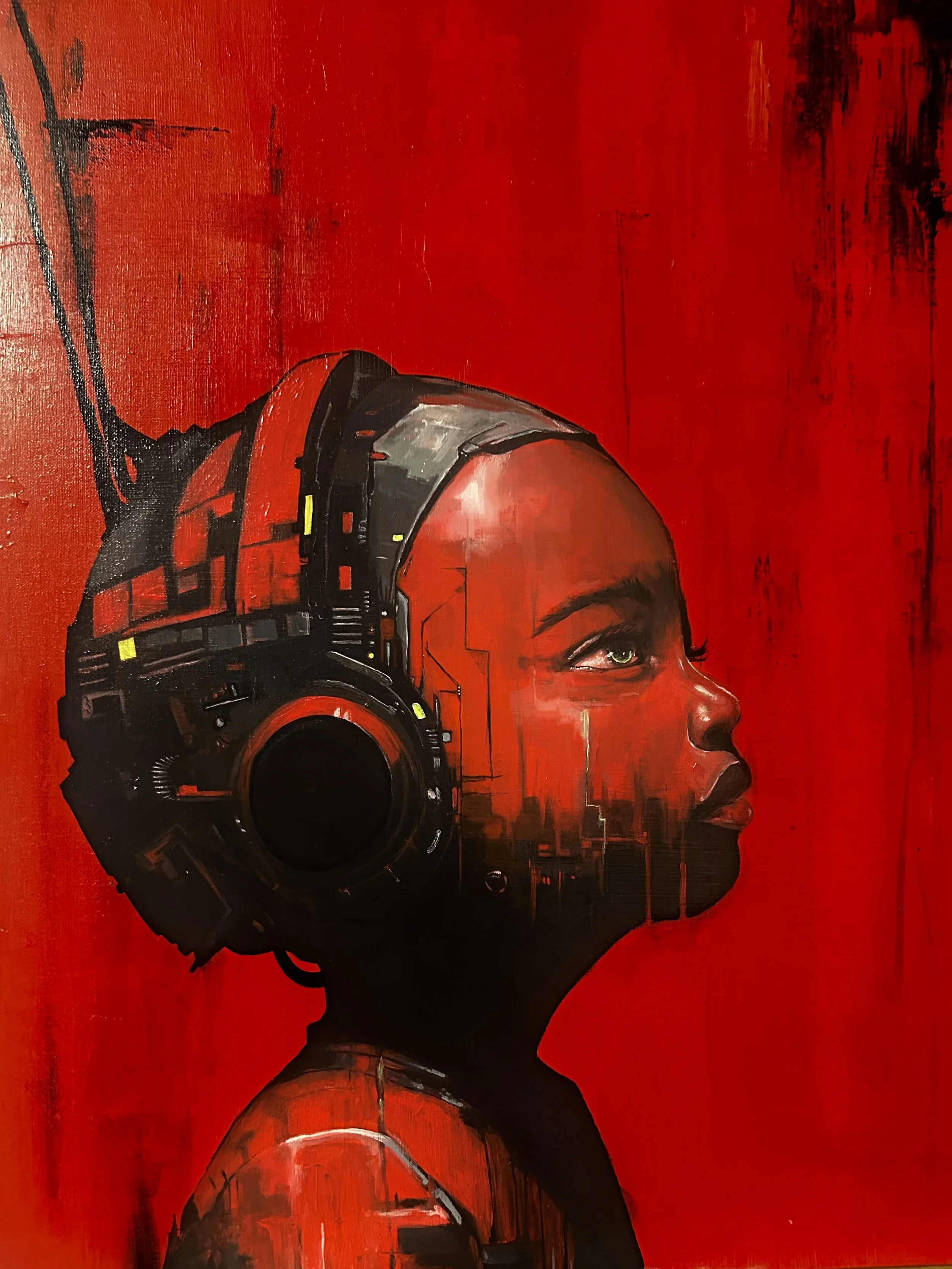 Resolve, a 2024 original mixed-media painting by June1one in acrylic, spray paint, and ink.