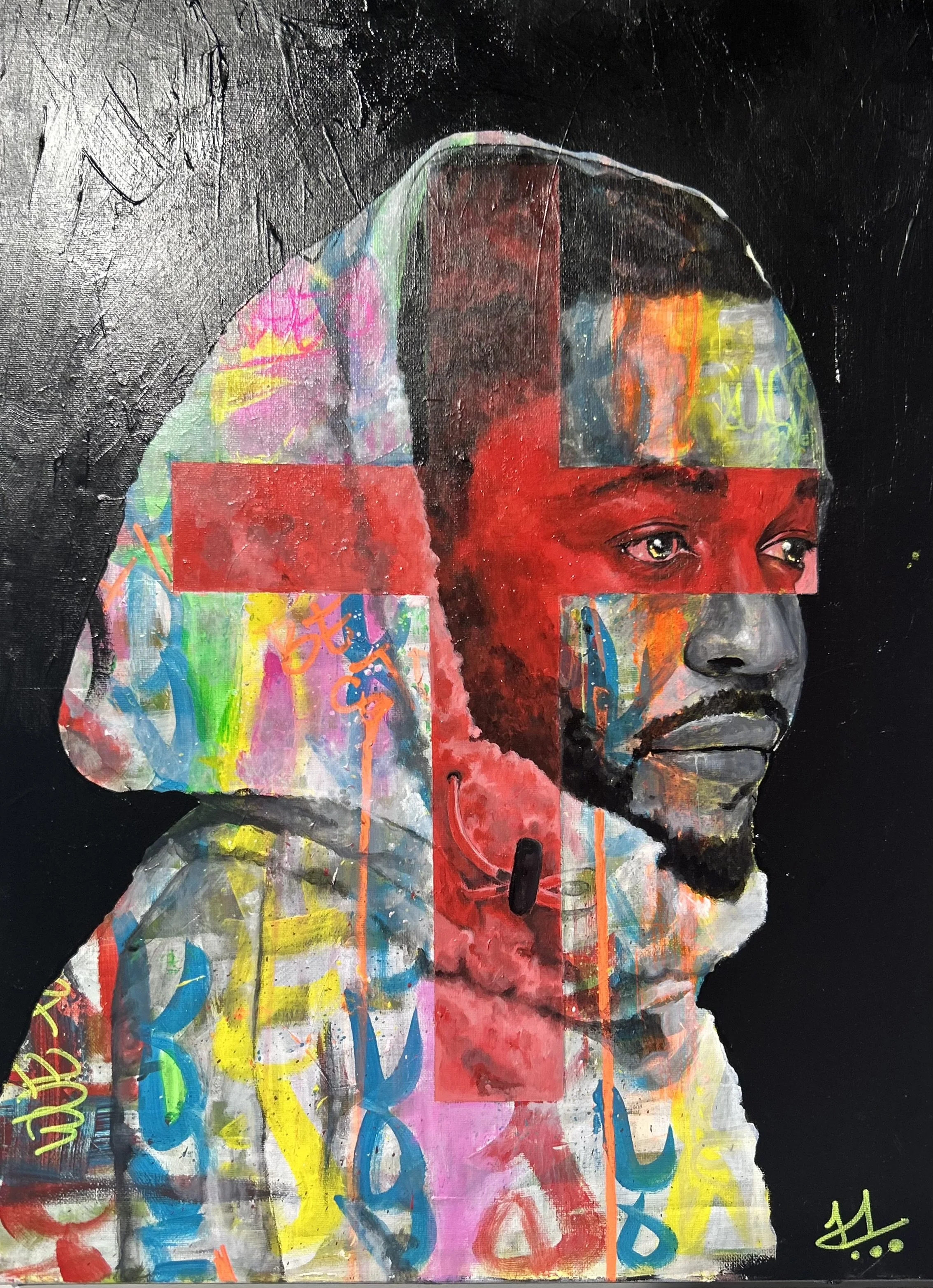Prime Vision, a 2025 original mixed-media painting by June1one in acrylic, spray paint, and ink.