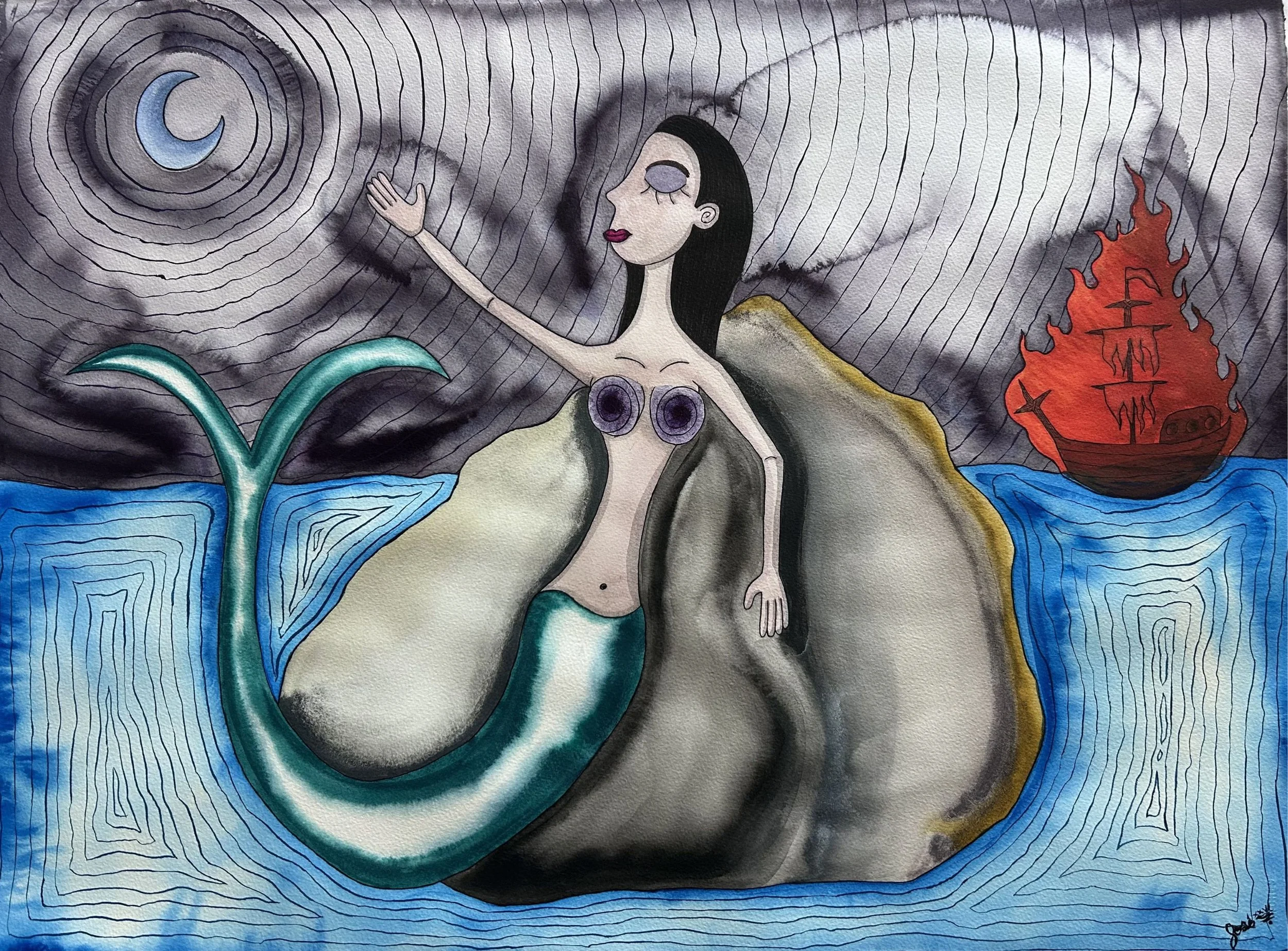 Shine a Light, 2026 -  56.5 x 76.5cm -
Watercolour & ink on cotton paper